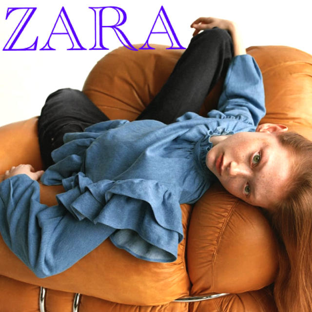 ZARA(ザラ)の新品ZARAフリル付きデニムシャツS ブラウストップス レディースのトップス(シャツ/ブラウス(長袖/七分))の商品写真