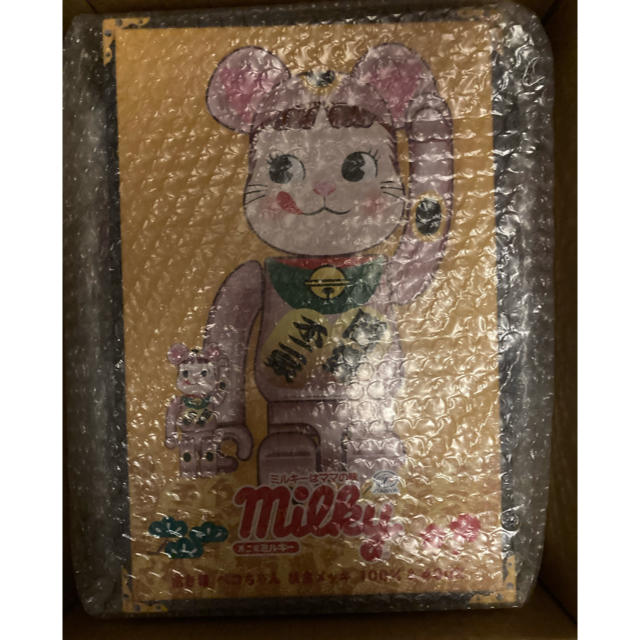 BE@RBRICK 招き猫 ペコちゃん 桃金メッキ 100% & 400%
