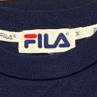 フィラ(FILA)のTさん専用　90s 古着　デカロゴ  ゆるだぼ　両面プリント　ネイビー　美品(Tシャツ/カットソー(半袖/袖なし))