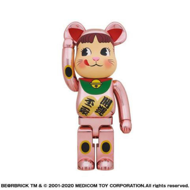 BE@RBRICK 招き猫 ペコちゃん 桃金メッキ 100％ ＆ 400％