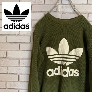 アディダス(adidas)の90s 古着 アディダス　L トレフォイルロゴ　サーマル　デカロゴ アースカラー(Tシャツ/カットソー(半袖/袖なし))