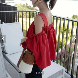 ジプソフィア　Ruffle Top Red White 2枚(カットソー(半袖/袖なし))