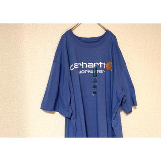 カーハート(carhartt)の新品 carhartt デカロゴ Tシャツ 青 オーバーサイズ 2XL レア(Tシャツ/カットソー(半袖/袖なし))