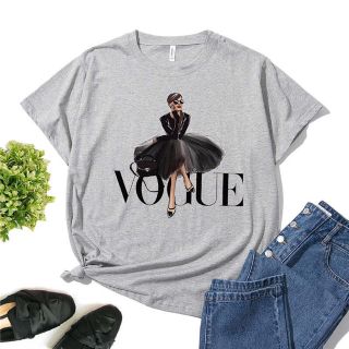 【SALE】【新品】vogue Tシャツ グレー 2XL（3L）(Tシャツ(半袖/袖なし))