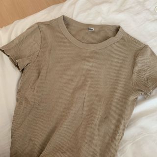 ユニクロ(UNIQLO)のUNIQLOベージュリブTシャツ(Tシャツ(半袖/袖なし))