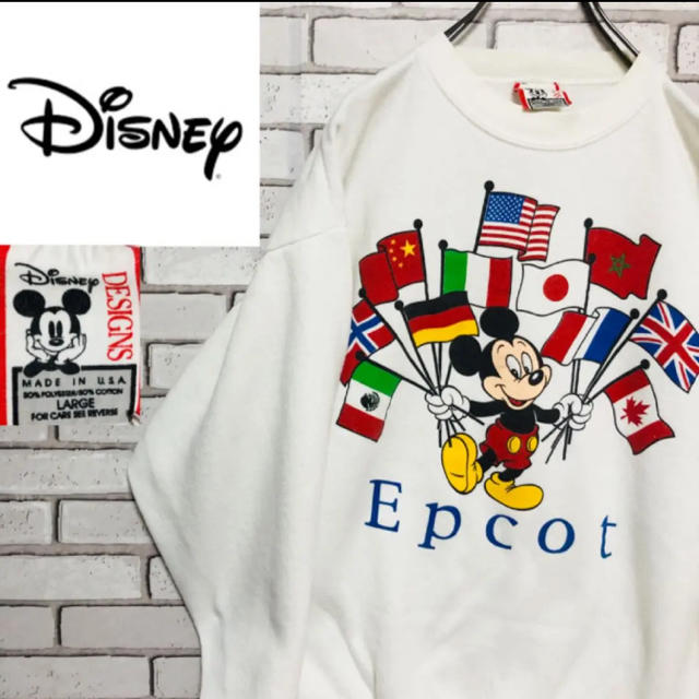 Disney(ディズニー)の【激レア】ディズニー☆【yxx様専用】ロゴエプコット国旗スエットUSA製 メンズのトップス(スウェット)の商品写真
