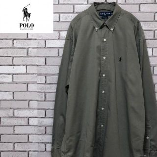 ポロラルフローレン(POLO RALPH LAUREN)の海外古着 Polo Ralph Lauren 長袖BDシャツ カーキ ロゴ入りL(シャツ)