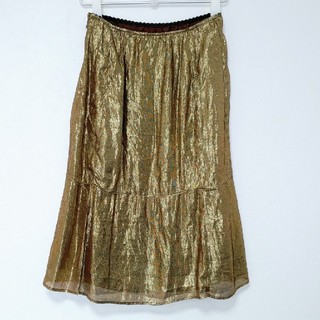 ナネットレポー(Nanette Lepore)のnanette lepore ゴールド　スカート　サイズ2(ひざ丈スカート)