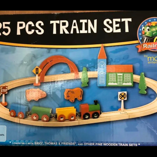 wooden 25 PCS TRAIN SET 木製  汽車　レール　知育玩具 キッズ/ベビー/マタニティのおもちゃ(知育玩具)の商品写真