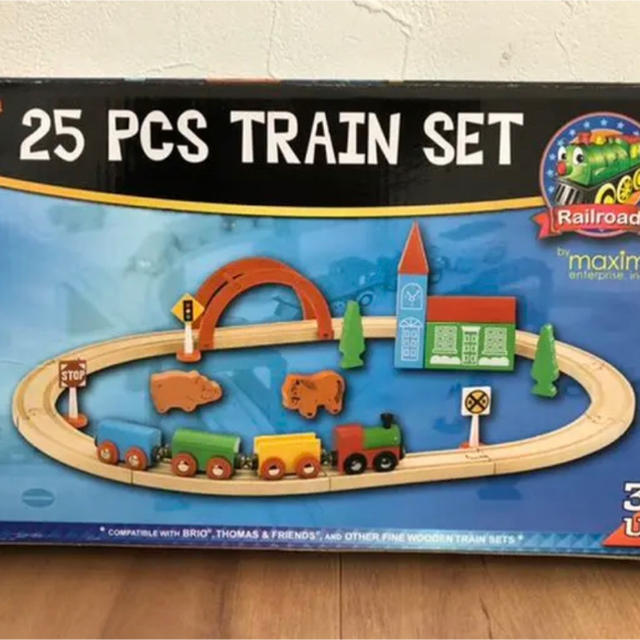 wooden 25 PCS TRAIN SET 木製  汽車　レール　知育玩具 キッズ/ベビー/マタニティのおもちゃ(知育玩具)の商品写真