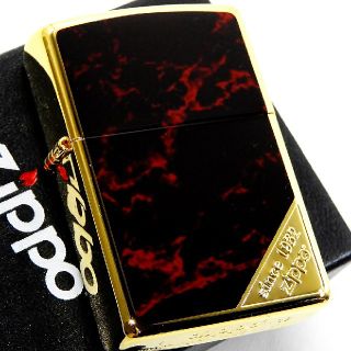 ジッポー(ZIPPO)の送料無料☆zippo☆両面☆大理石柄レッド☆コーナーロゴ☆GD/RED☆ジッポ(タバコグッズ)