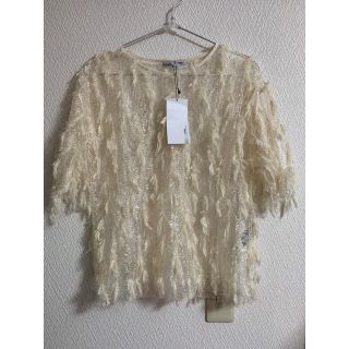 ザラ(ZARA)の新品 ZARA シースルーフェザートップス(カットソー(半袖/袖なし))