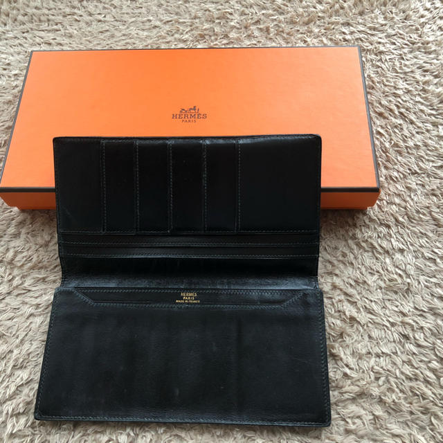 エルメス 長財布 MC2 フレミング ブラック ボックスカーフ HERMES - 長財布