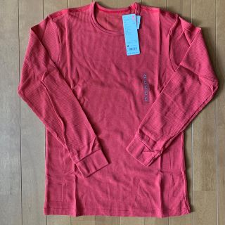 ユニクロ(UNIQLO)のヒートテックワッフルクルーネックT レッド(Tシャツ/カットソー(七分/長袖))