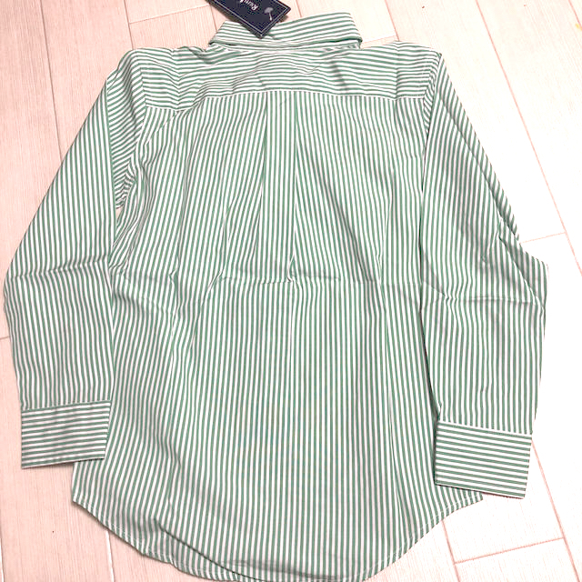 Ralph Lauren(ラルフローレン)のラルフローレン  グリーン　ストライプ　シャツ　新品　110 キッズ/ベビー/マタニティのキッズ服男の子用(90cm~)(ブラウス)の商品写真