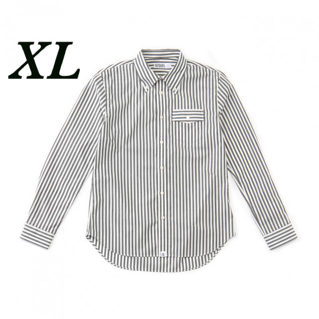 SEQUEL BUTTON DOWN SHIRT BLACK STRIPE XL メンズのトップス(シャツ)の商品写真