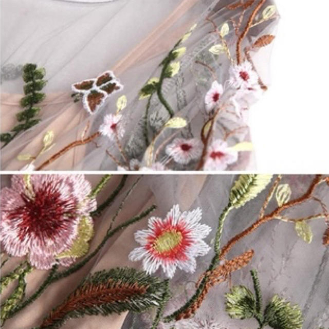 花柄刺繍シースルーワンピース レディースのワンピース(ロングワンピース/マキシワンピース)の商品写真