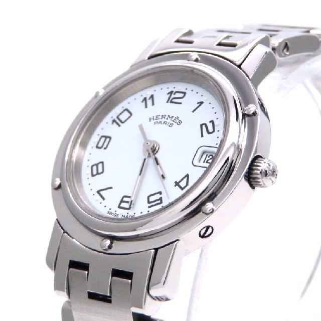 特売 【HERMES】エルメス Hermes 時計 ☆極美品☆ ホワイト文字盤 'クリッパー' 腕時計