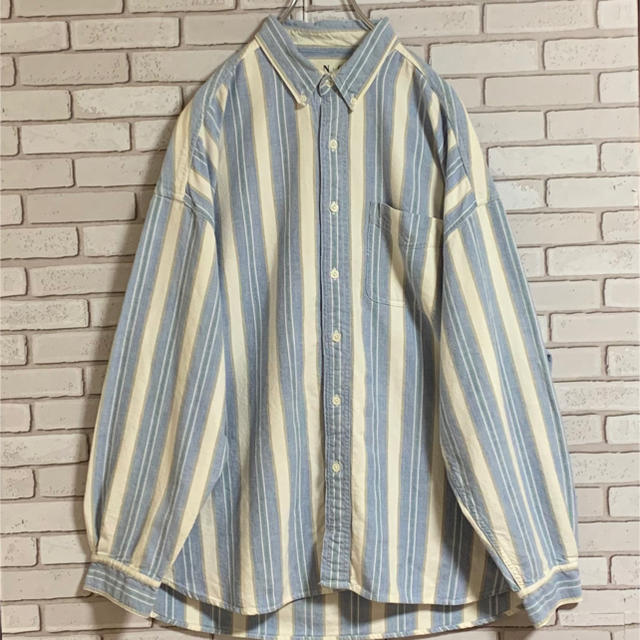 90s 古着 ヴィンテージ XXL ストライプ ビッグシルエット ゆるだぼ メンズのトップス(シャツ)の商品写真