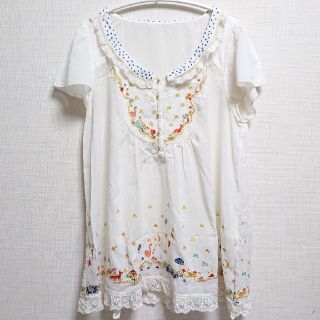 フランシュリッペ(franche lippee)のフランシュリッペ＊もも柄刺繍半袖チュニック(チュニック)