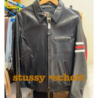 ショット(schott)のSTUSSY x Schott シングルライダース 38(ライダースジャケット)