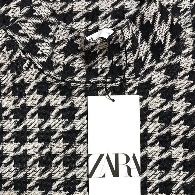 ZARA(ザラ)の新品★ZARA★千鳥柄★ボリュームスリーブ★ジャガード★ワンピース★M レディースのワンピース(ロングワンピース/マキシワンピース)の商品写真