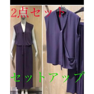 セオリー(theory)のセットアップ　Theory 18aw ノースリーブボウタイブラウス　ワイドパンツ(シャツ/ブラウス(半袖/袖なし))