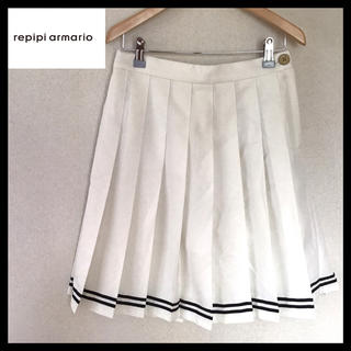 レピピアルマリオ(repipi armario)のレピピアルマリオ 未使用 プリーツスカート ひざ丈 L ホワイト 白(ひざ丈スカート)