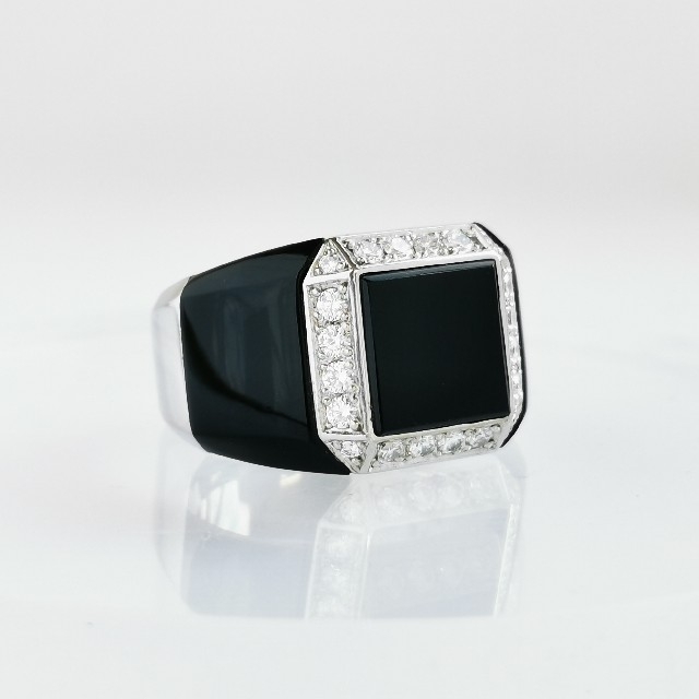 Pt900 オニキス×ダイヤモンド メンズ リング メンズのアクセサリー(リング(指輪))の商品写真