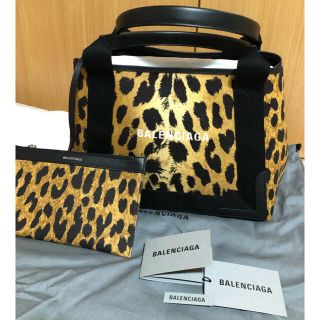 バレンシアガ(Balenciaga)のバレンシアガ　ネイビーカバ　Sサイズ　レオパード　2020SS 新品未使用(トートバッグ)