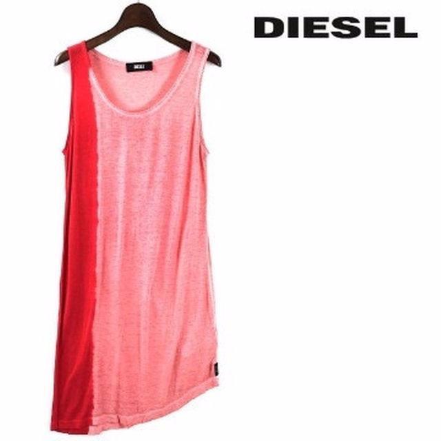 DIESEL(ディーゼル)のDIESEL（ ディーゼル）★アシンメトリー ワンピース　ピンク×レッド レディースのワンピース(ひざ丈ワンピース)の商品写真