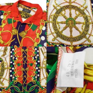 美品 80s〜VINTAGE スカーフ柄シャツ オープンカラーシャツ