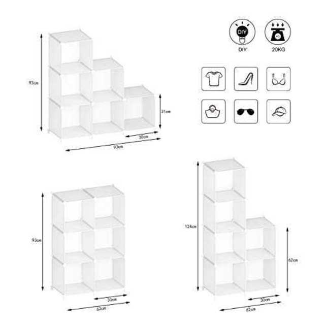 白6 ボックスSIMPDIY 本棚 大容量 整理棚 ワイヤー収納ラック 組み立て インテリア/住まい/日用品の収納家具(本収納)の商品写真