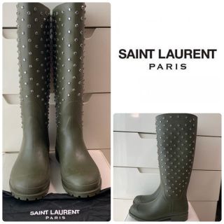 サンローラン(Saint Laurent)のサンローラン　カーキラバー　ビジュー　レインブーツ(レインブーツ/長靴)