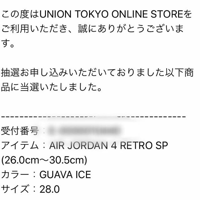 union jordan4 guava ice 28cm pink ジョーダン