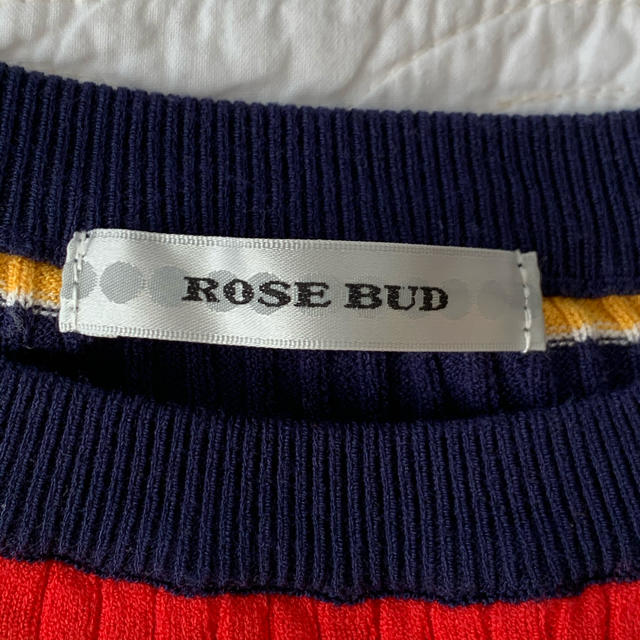 ROSE BUD(ローズバッド)のROSEBUD マルチボーダー　リブニットTシャツ レディースのトップス(Tシャツ(半袖/袖なし))の商品写真