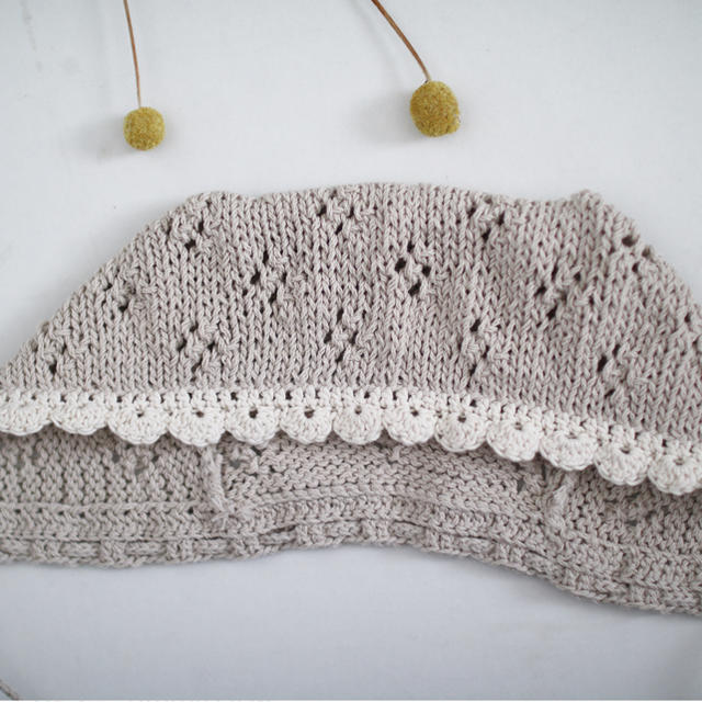 【ハンドメイド no.172】4つ穴ベビーボンネット顔まわりレース