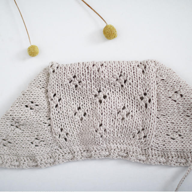 【ハンドメイド no.172】4つ穴ベビーボンネット顔まわりレース
