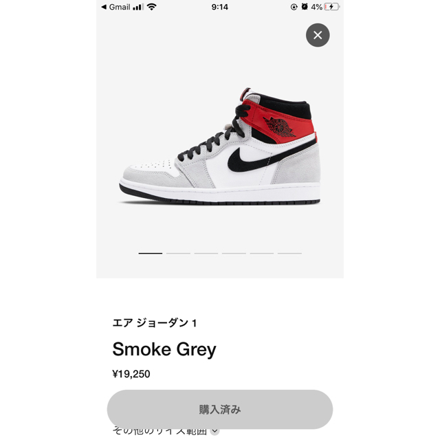 NIKE(ナイキ)のAIR JORDAN 1 Smoke Grey メンズの靴/シューズ(スニーカー)の商品写真