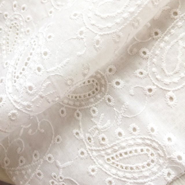 ペイズリー柄※刺繍オフホワイト*:.高級コットンレース 生地 小池都知事 | フリマアプリ ラクマ