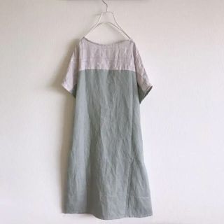 ミナペルホネン(mina perhonen)のハンドメイド リネン×ミナペルホネン  garden patchworkワンピー(ひざ丈ワンピース)