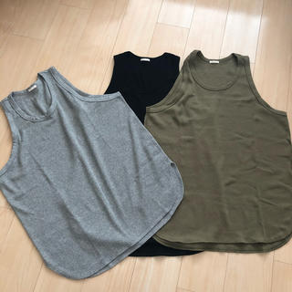 ジーユー(GU)のGU インナー　ワッフル　ロング　タンクトップ　3枚組　XL(Tシャツ/カットソー(半袖/袖なし))