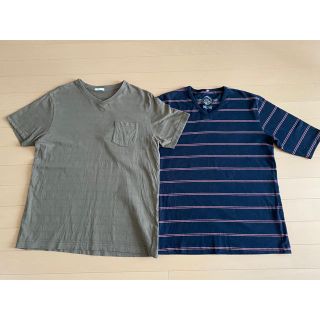 ジーユー(GU)のGU他　無地・ボーダー Tシャツ M 2枚まとめ売り(Tシャツ(半袖/袖なし))