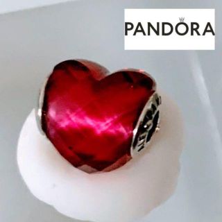 スワロフスキー(SWAROVSKI)の【新品】PANDORA パンドラ ハートチャーム フクシアレッド S925(チャーム)