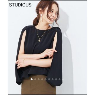 ステュディオス(STUDIOUS)のタイムセール★ドレープブラウス黒美品(シャツ/ブラウス(半袖/袖なし))