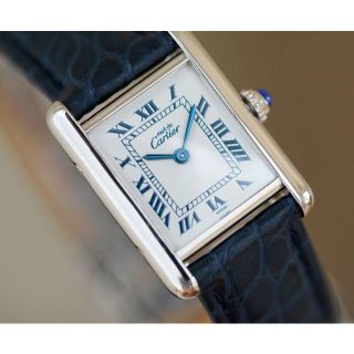 カルティエ(Cartier)の美品 カルティエ マスト タンク シルバー ブルーインデックス SM (腕時計)