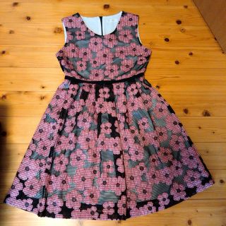 チェリーアン(cherry Ann)の新品　チェリーアン　ギンガムチェック花柄　(ミニワンピース)