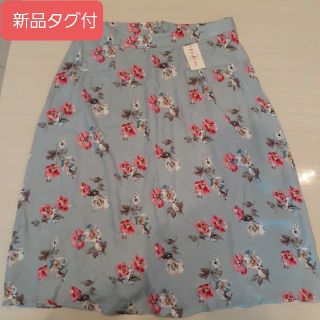 キャスキッドソン(Cath Kidston)の新品未使用 キャス・キッドソン　猫・花柄スカート L(ひざ丈スカート)