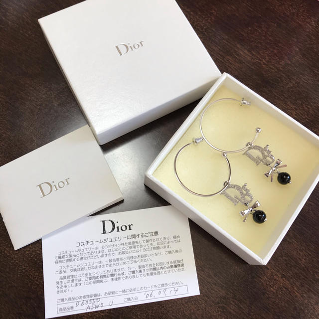 専用【希少】Dior ／ディオールラインストーンロゴ✳︎シルバーフープピアス 1