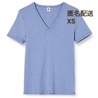 プチバトー(PETIT BATEAU)の【未開封】プチバトー　Ｖネック半袖Tシャツ　xs 霜降りブルー(Tシャツ(半袖/袖なし))